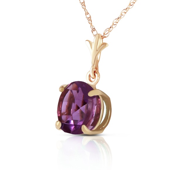 14K. SOLID GOLD NECKLACE WITH NATURAL AMETHYST